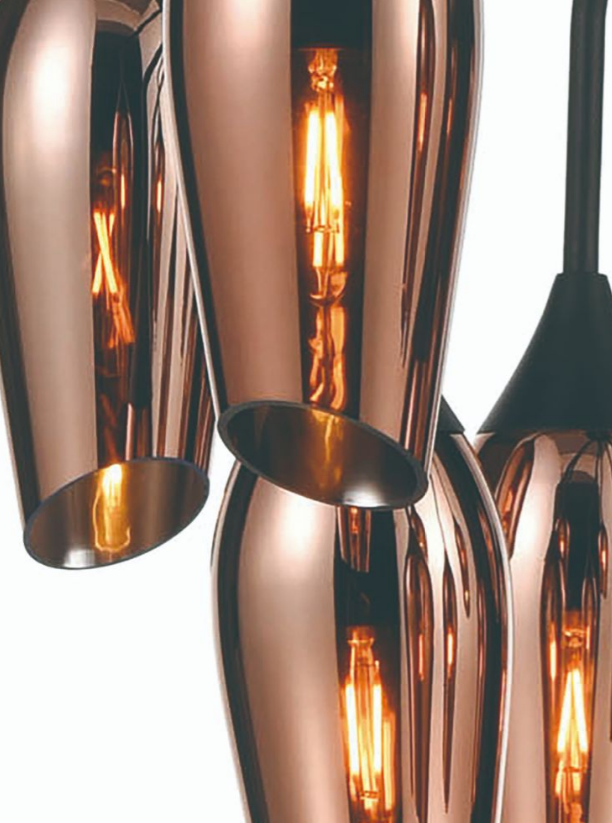 Bexley Angle Cut Copper Coloured Glass 22 Light Chandelier - ID 10646
