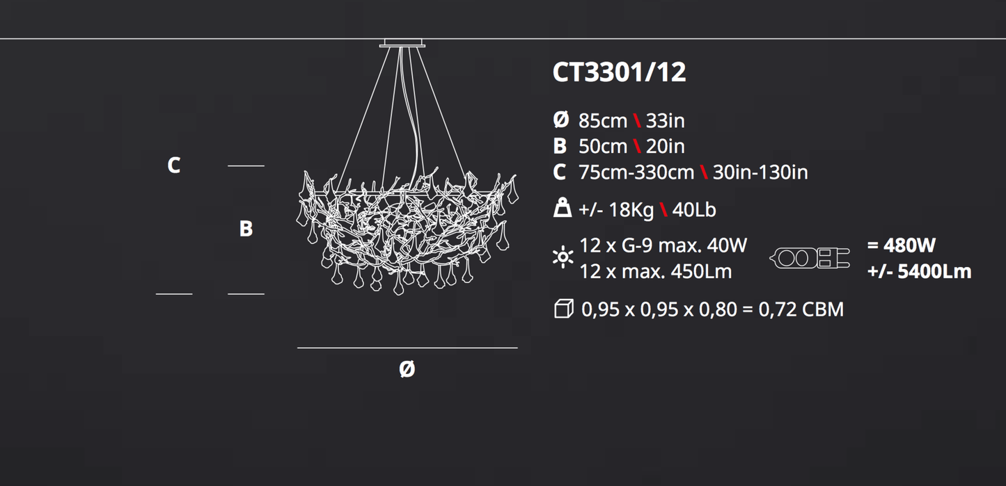 Serip Coral 12 Lamp Demilune Bespoke Chandelier - London Lighting - 5