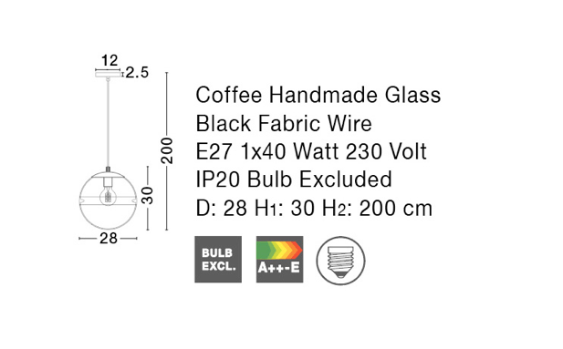 Setto Round Smoked Glass Single Pendant - ID 6994