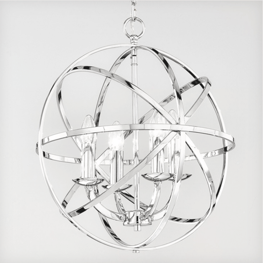 Glantown Polished Chrome 4 Arm Chandelier Style Single Pendant - ID 5874