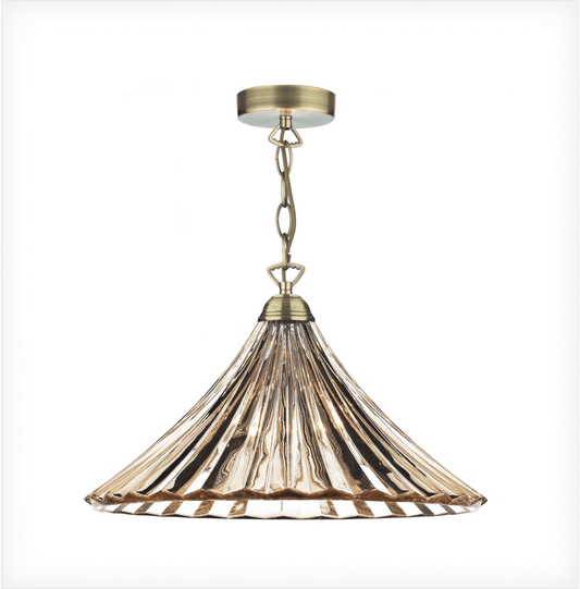 Loxwood Large Antique Brass and Glass Single Pendant - ID 3448