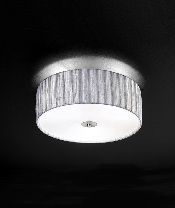 Scourie 3 Light Flush Ceiling Light With Fabric Shade - ID 5444