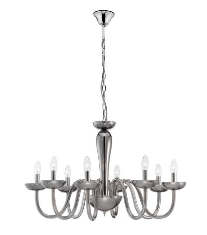 Chingford 8 Lamp Smoked Glass & Chrome Chandelier - ID 8013