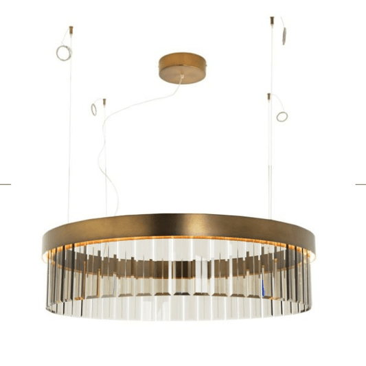 110cm Circular Chandelier In Brushed Bronze With Satin Crystal Glass - ID 8014
