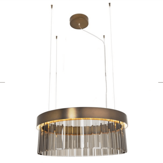 76cm Circular Chandelier In Brushed Bronze With Satin Crystal Glass - ID 8015