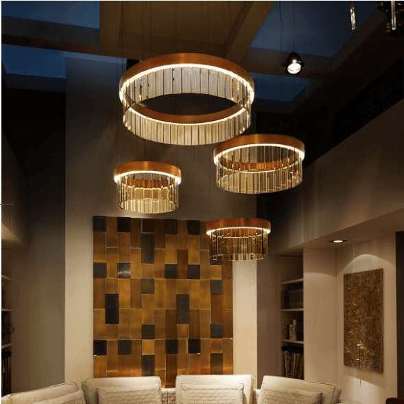 50cm Circular Chandelier In Brushed Bronze With Satin Crystal Glass - ID 8016
