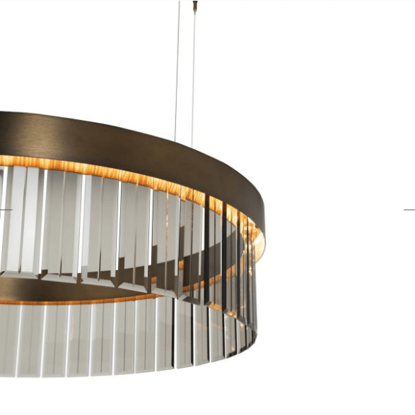 76cm Circular Chandelier In Brushed Bronze With Satin Crystal Glass - ID 8015