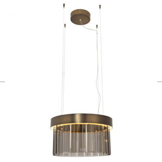 50cm Circular Chandelier In Brushed Bronze With Satin Crystal Glass - ID 8016