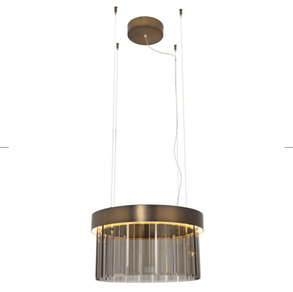 50cm Circular Chandelier In Brushed Bronze With Satin Crystal Glass - ID 8016