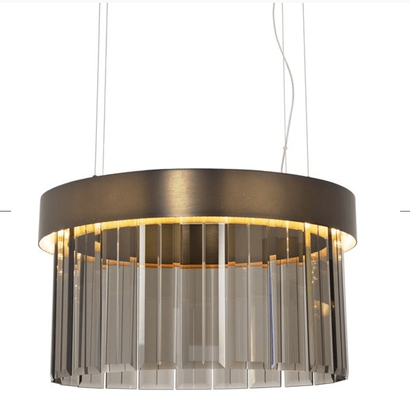 50cm Circular Chandelier In Brushed Bronze With Satin Crystal Glass - ID 8016