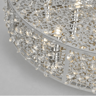 Palladium Polished Chrome and Crystal Flush Ceiling Light- ID 8062