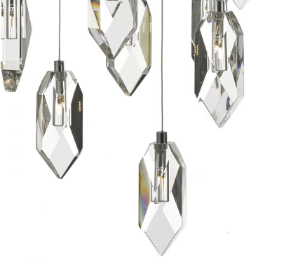 Heston 18 Light Faceted Crystal Cluster Pendant - ID 8093