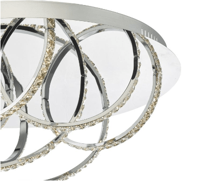 Woodford Polished Chrome and Crystal Large Flush LED Ceiling Light - ID 8151