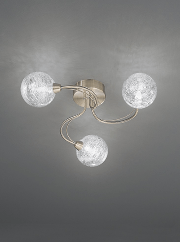 Semi Flush 3 Light Crackle Globe Shades In Bronze - ID 7212