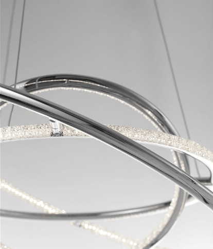 Chrome & Crystal Triple Ring Pendant - ID 7486