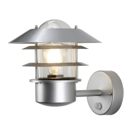Wealdstone Satin Silver Outdoor Wall Light with PIR ID 8321