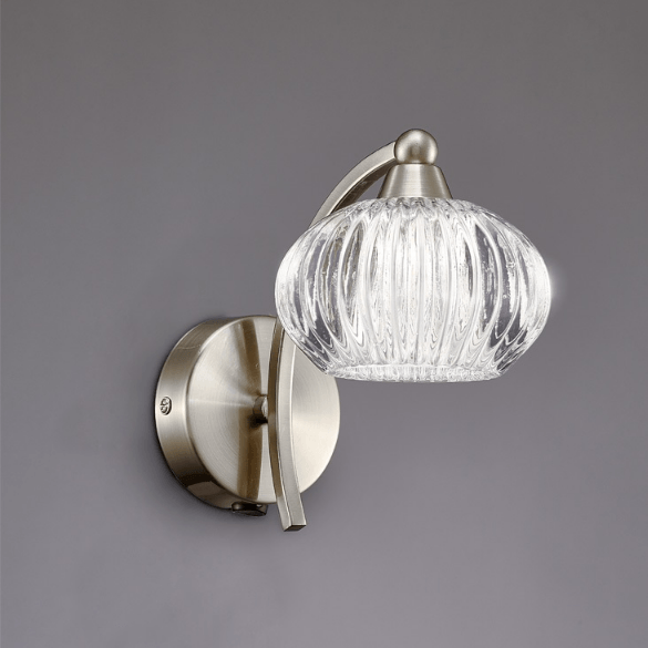Farr 1 Light Wall Bracket In Satin Nickel With Ribbed Glass Shade - ID 6354