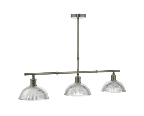 Antique Brass & Glass 3 Lamp Bar Pendant - ID 8619