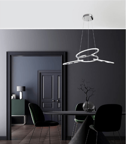 Chrome Aluminium & Acrylic Ringed Ceiling Light - ID 8643