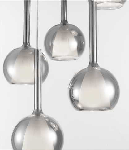 Cowley Smoked Glass With Opal Inner 5 Lamp Multi Pendant - ID 8665