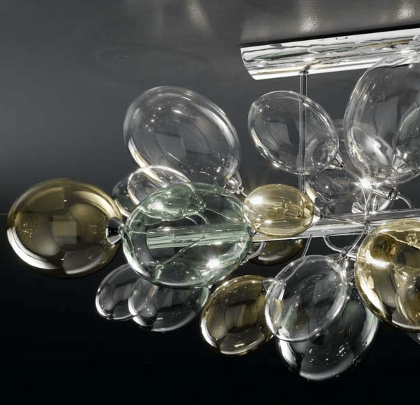 Ballon Bespoke Italian 8 Lamp Semi-Flush with Blown Glass - Colour Options - ID 2054