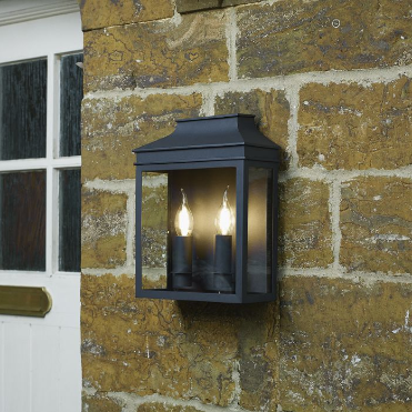 Halston 2 Lamp Coach Lantern In Matt Black - ID 9284