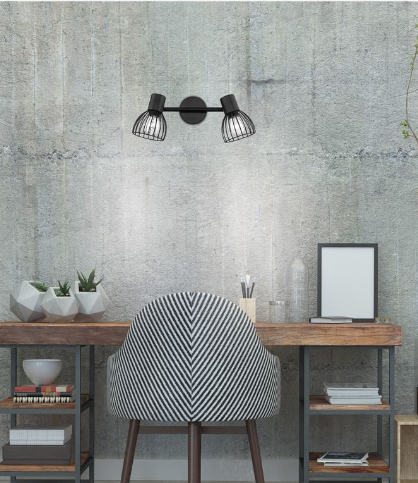 Hanford Black Wire Frame Indoor Twin Spot Light - ID 9404