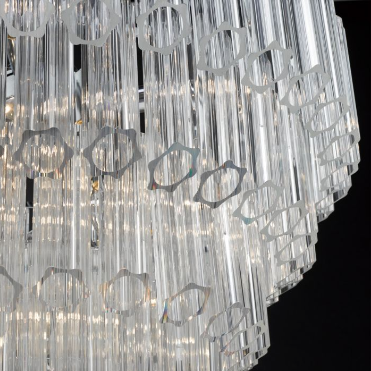 9 Light Fluted Glass & Polished Chrome Art Deco Pendant - ID 9478
