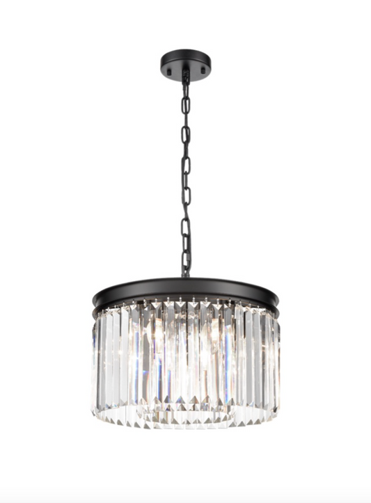 PERO Circular Small 40cm Black Metal & Crystal Pendant - ID 10329