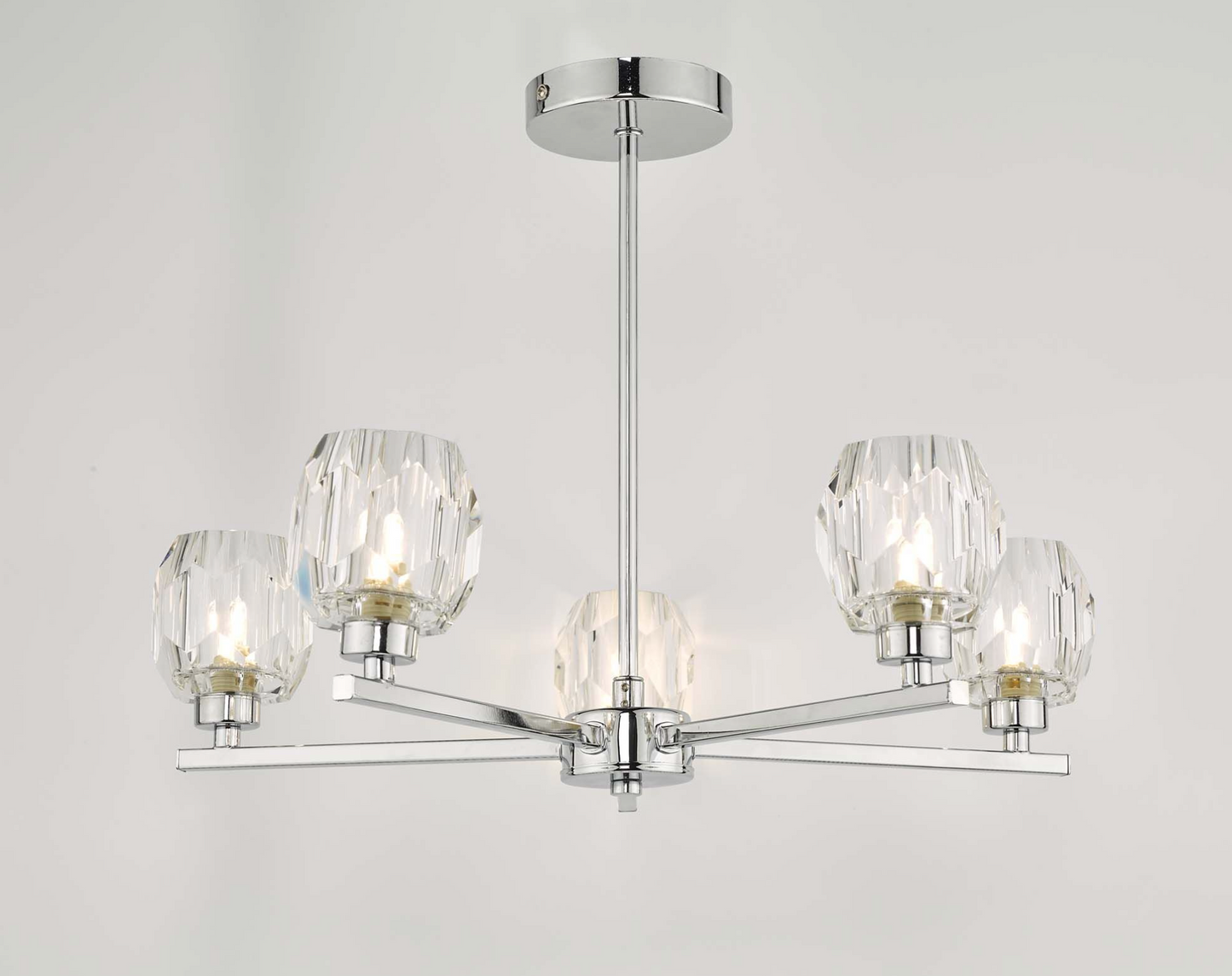 LEN 5 Light Chrome and Glass Semi Flush Ceiling Light ID - 10914
