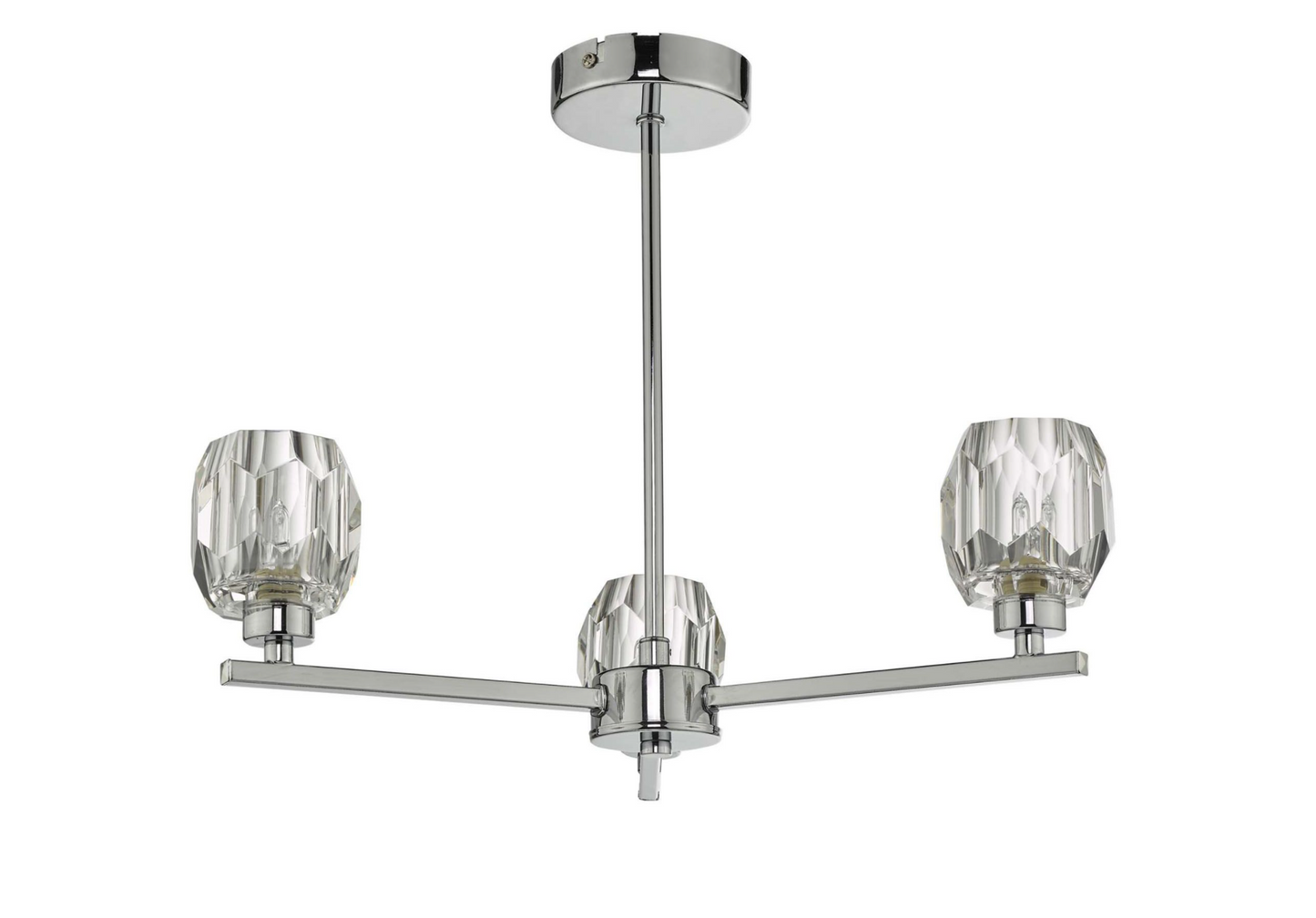 LEN 3 Arm Semi Flush Polished Chrome and Glass Ceiling Light - ID 10915 DISCONTINUED