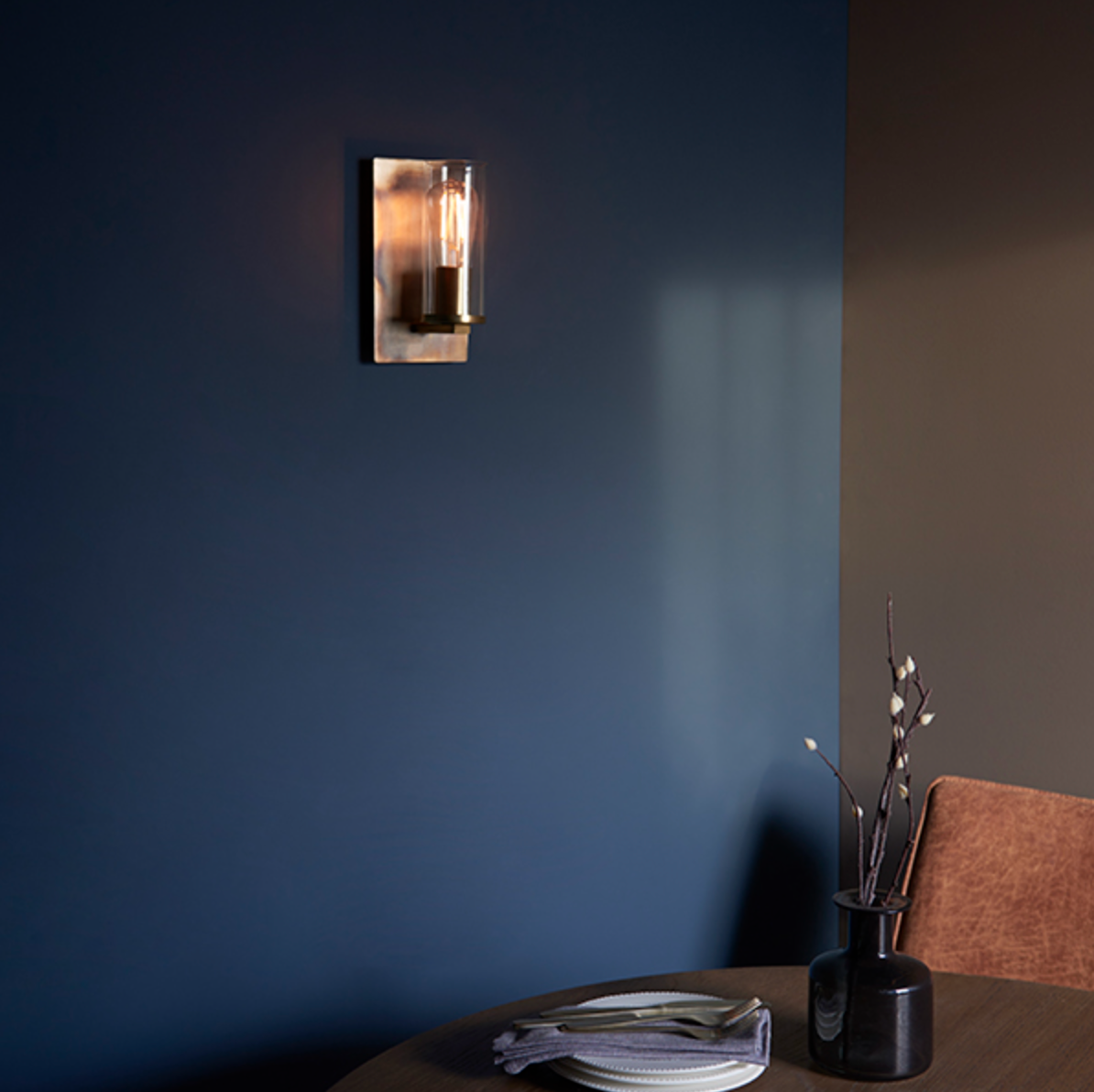 Bronze Patina & Clear Glass Wall Light - ID 11110