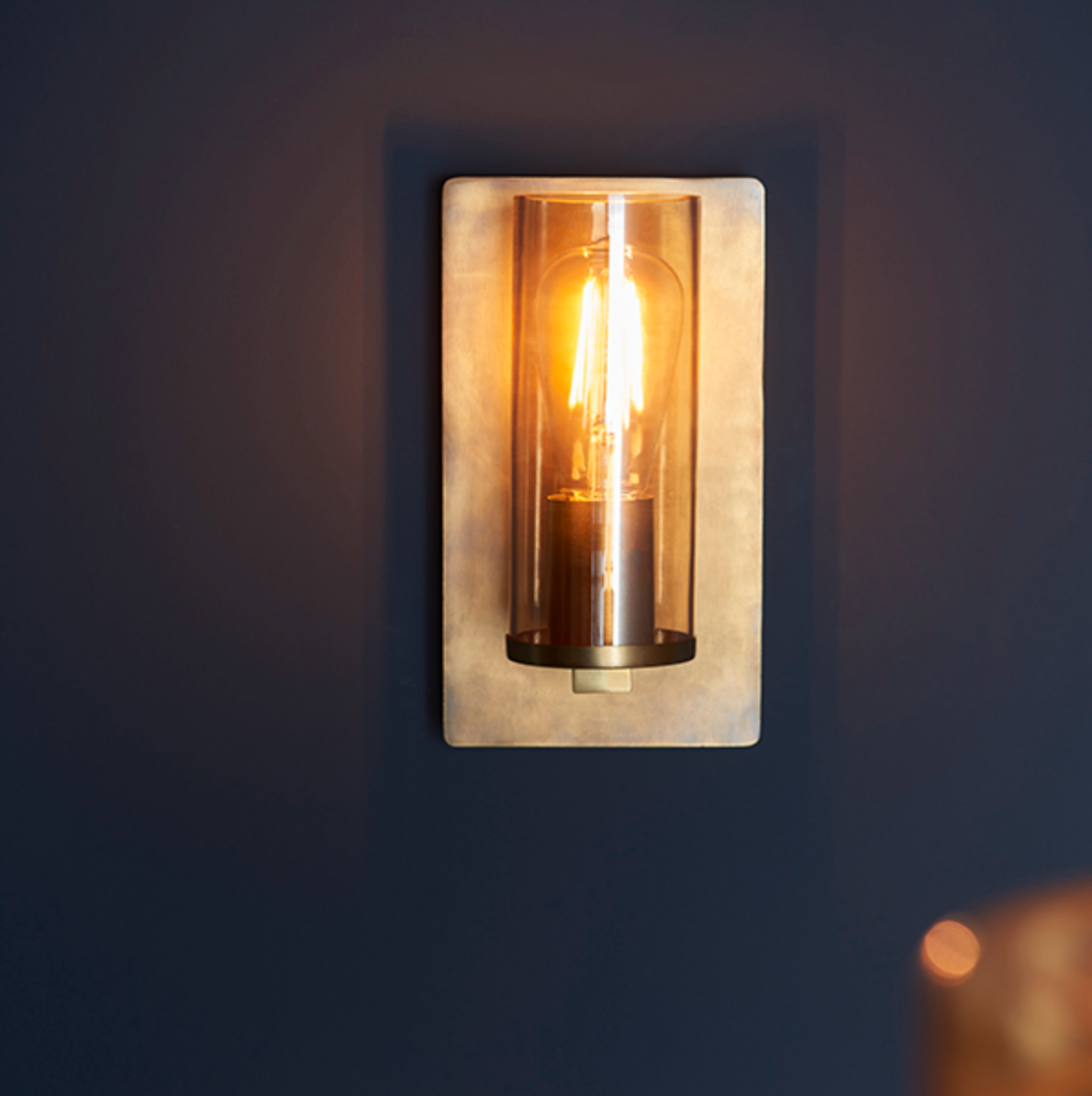 Brass Patina & Champagne Lustre Glass Wall Light - ID 11109