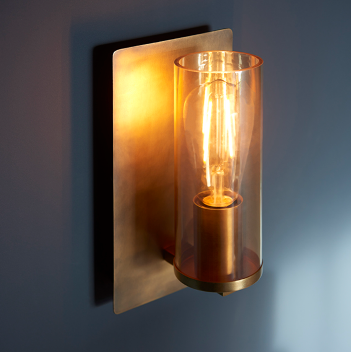 Brass Patina & Champagne Lustre Glass Wall Light - ID 11109