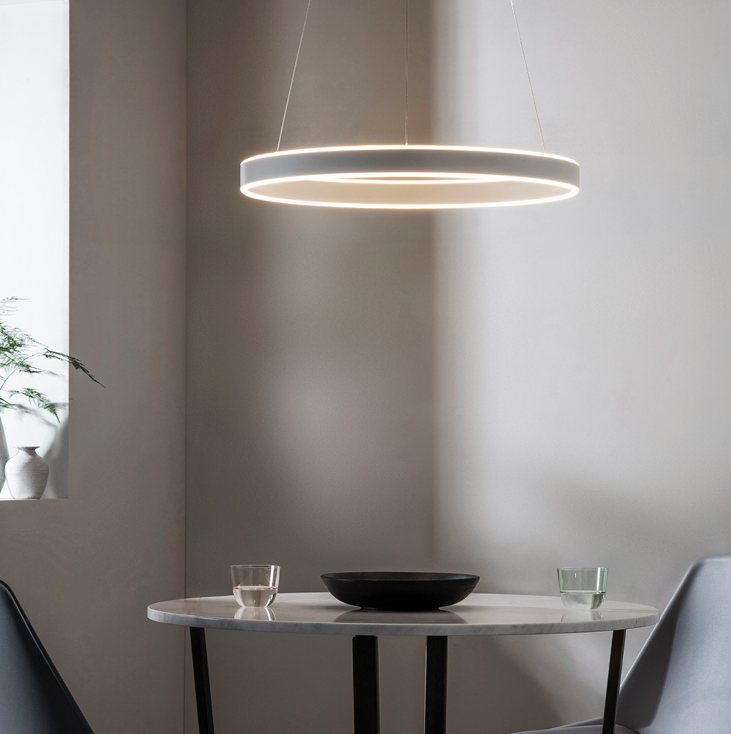 MBL Eden Matt Nickel Up+downlight LED Ring Pendant ID 8936