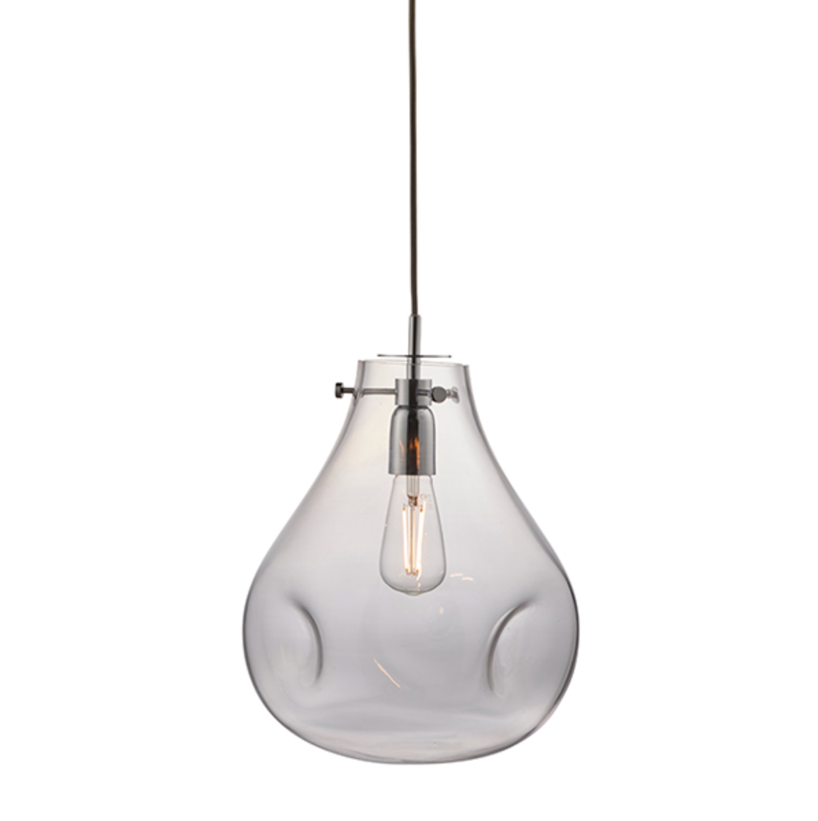 Clear Blown Glass Pendant With Chromed Hardware - ID 11277