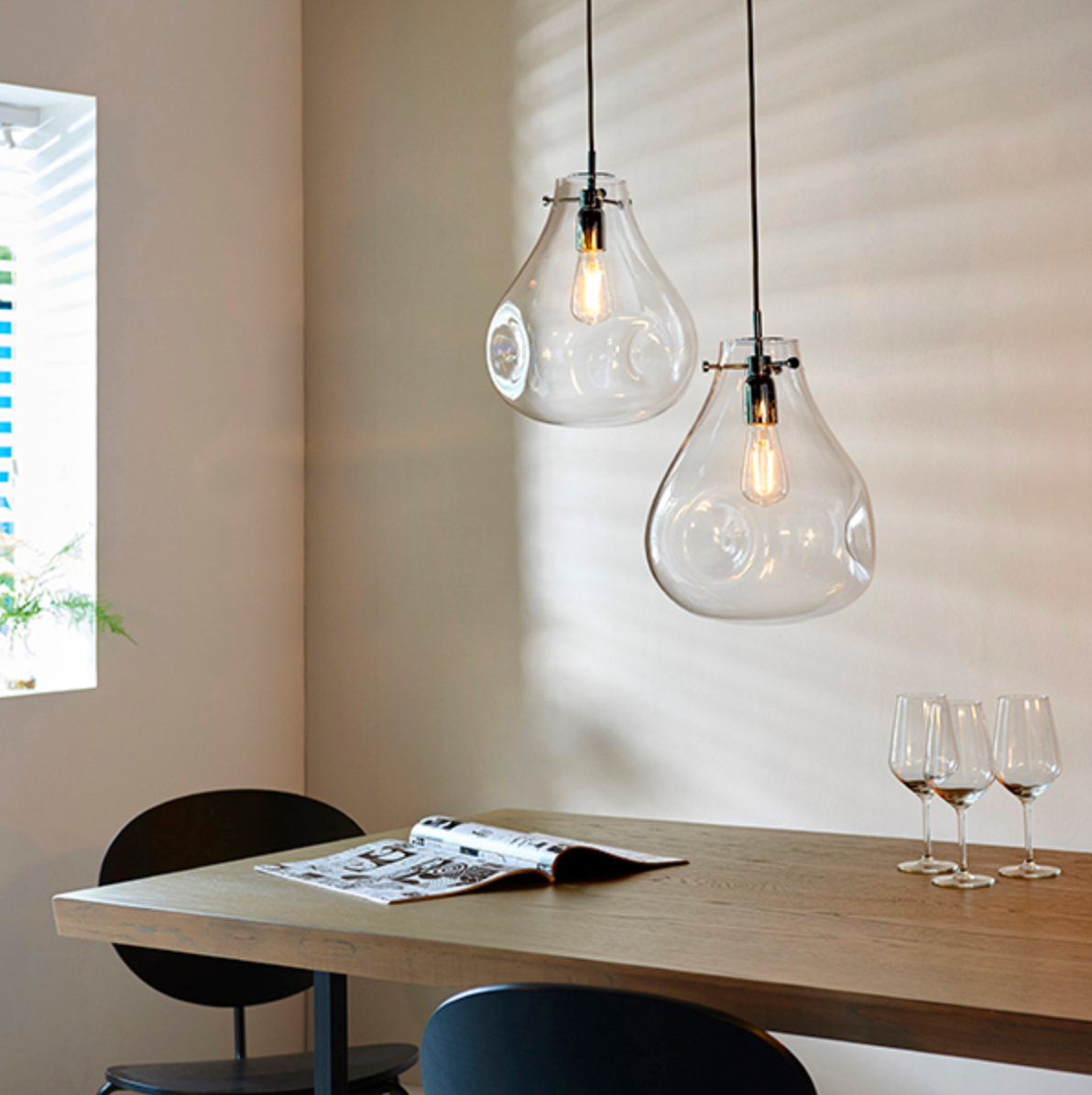 Clear Blown Glass Pendant With Chromed Hardware - ID 11277