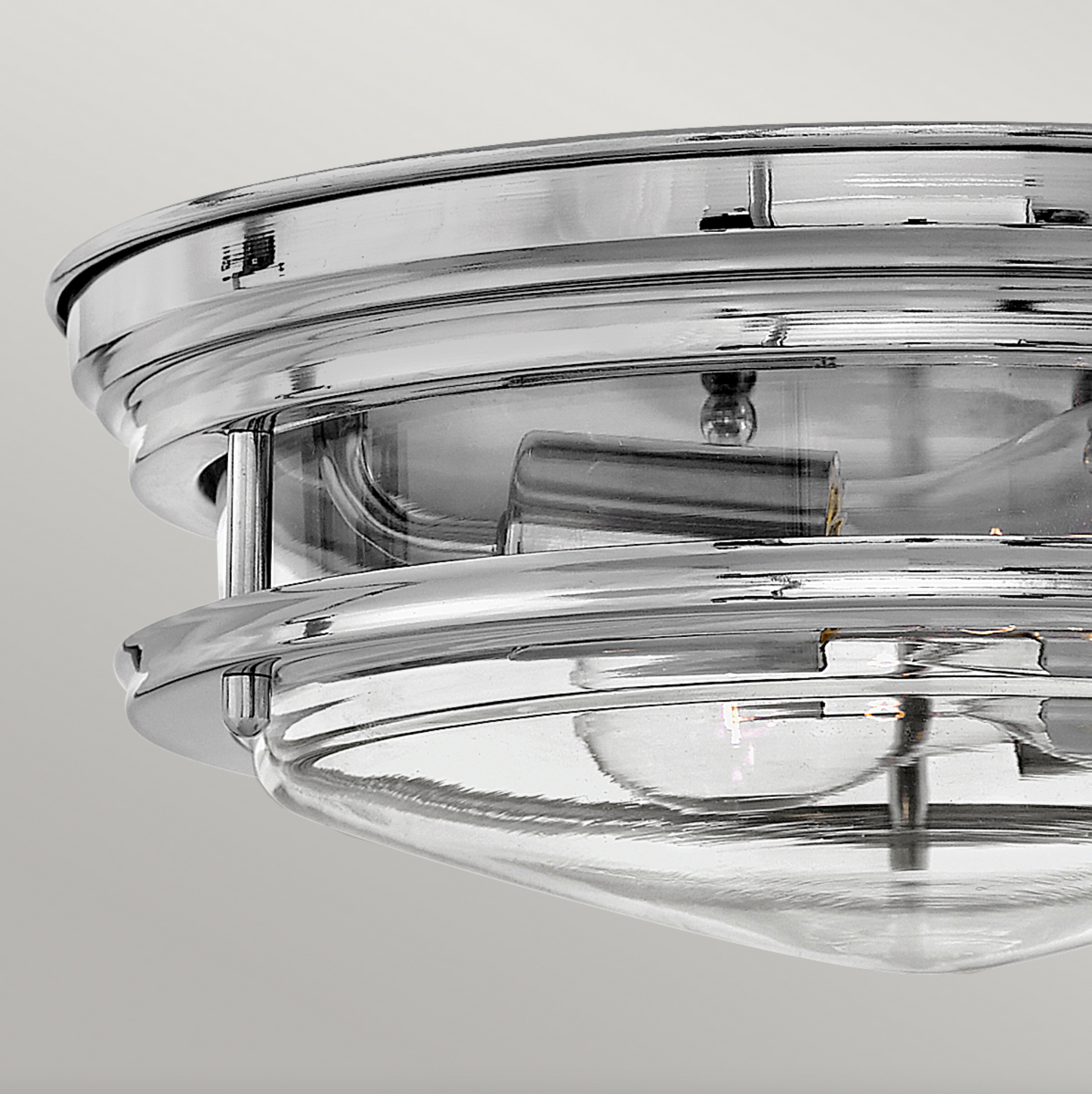 HAD Chrome & Clear Glass Two Lamp Semi Flush IP44 Ceiling Light - 11443