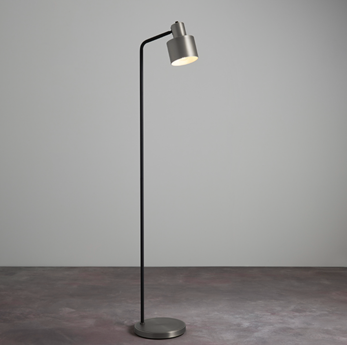 Brushed Silver & Matt Black Floor Lamp - ID 10989 - LOW STOCK WITH SUPPLIER