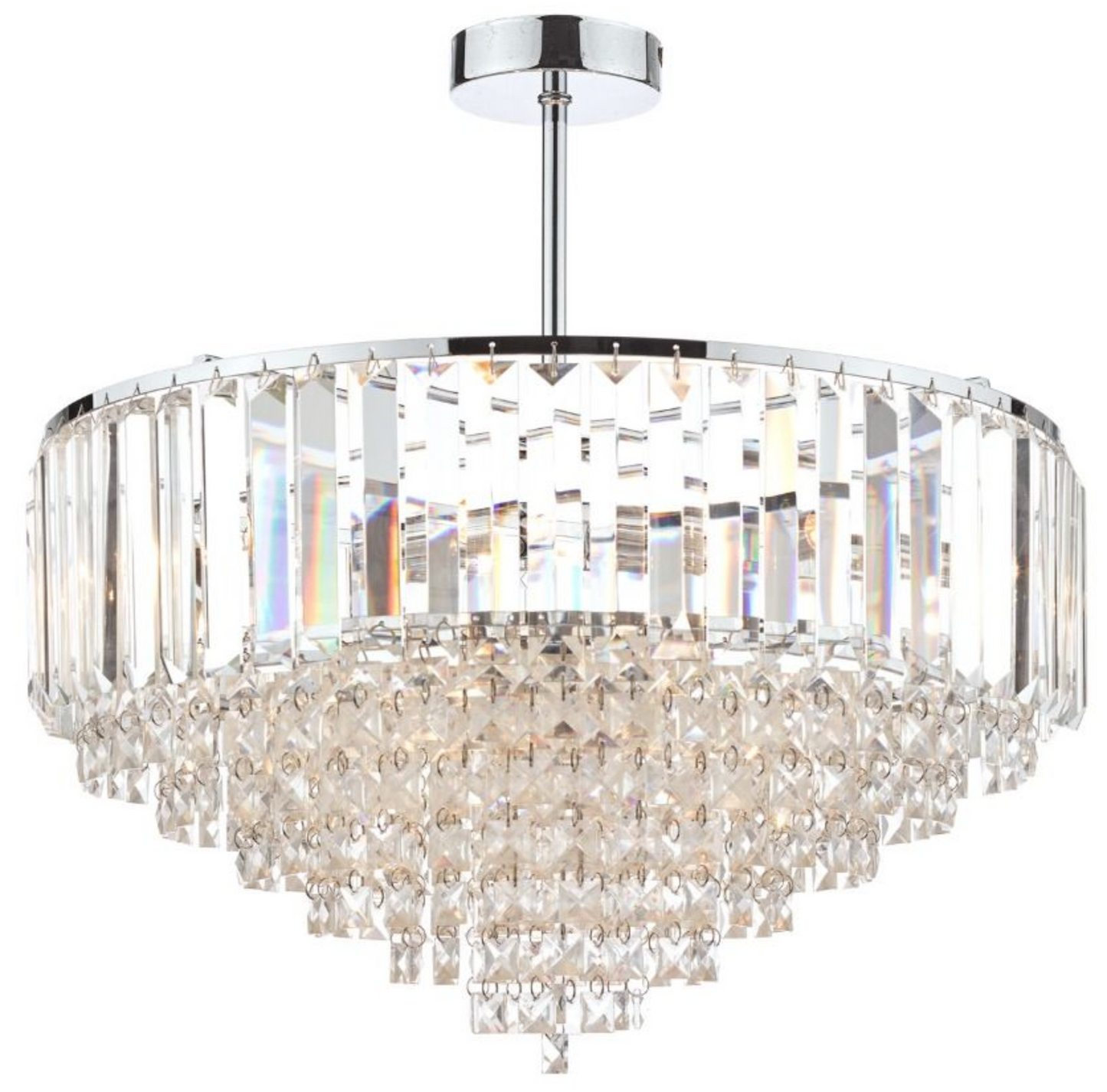 Laura Ashley Vienna, Semi Flush Crystal Ceiling Light, Chrome (Medium) - ID 11546
