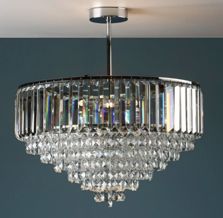 Laura Ashley Vienna, Semi Flush Crystal Ceiling Light, Chrome (Medium) - ID 11546