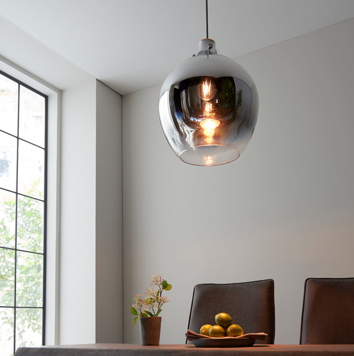 MBL Metallic Glass & Chrome Pendant - ID 11659