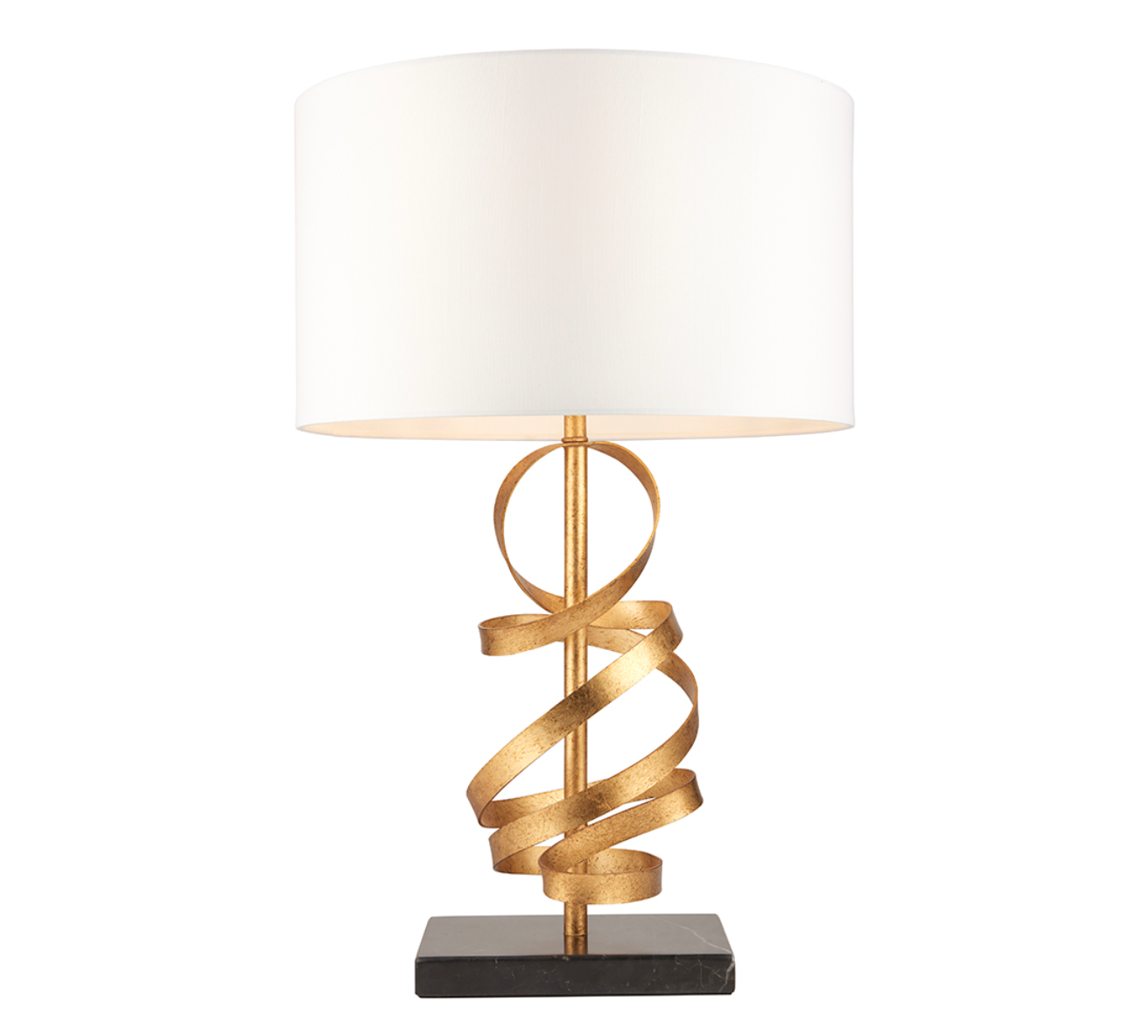 Gold ribbon table light with ivory shade - ID 11381