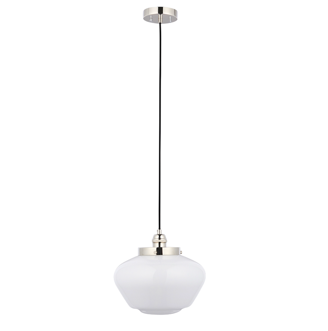 Timeless bright nickel pendant with opal glass - ID 11728