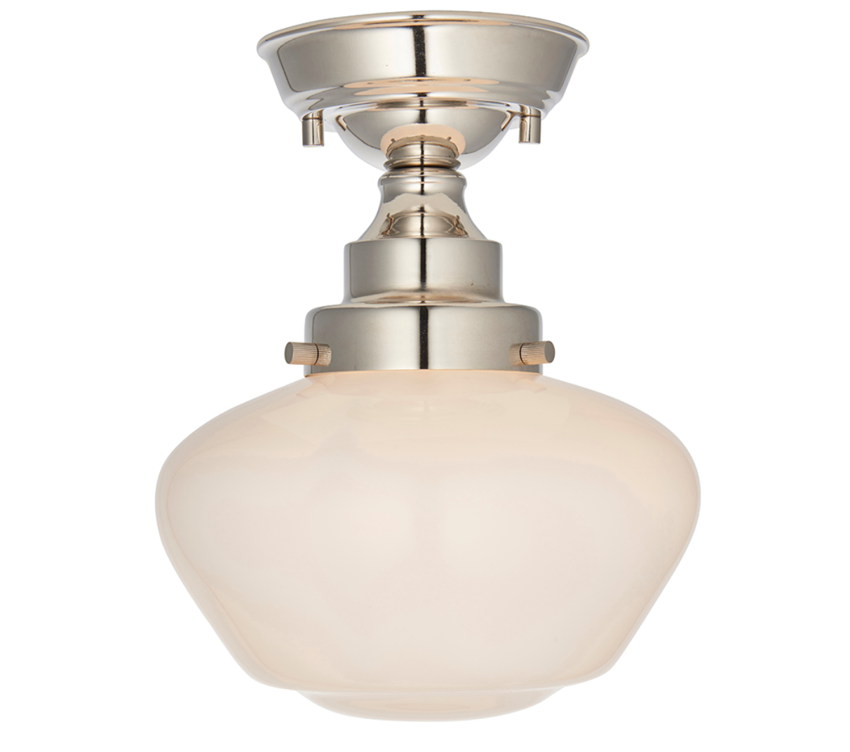 Timeless bright nickel semi flush with opal glass - ID 11730