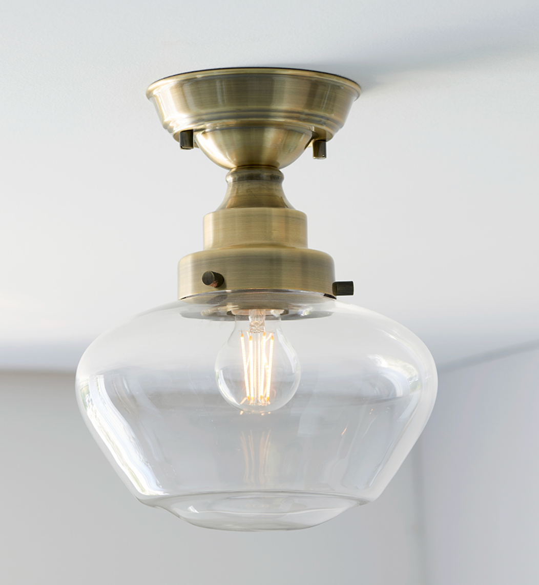 Timeless antique brass semi flush with clear glass - ID 11733