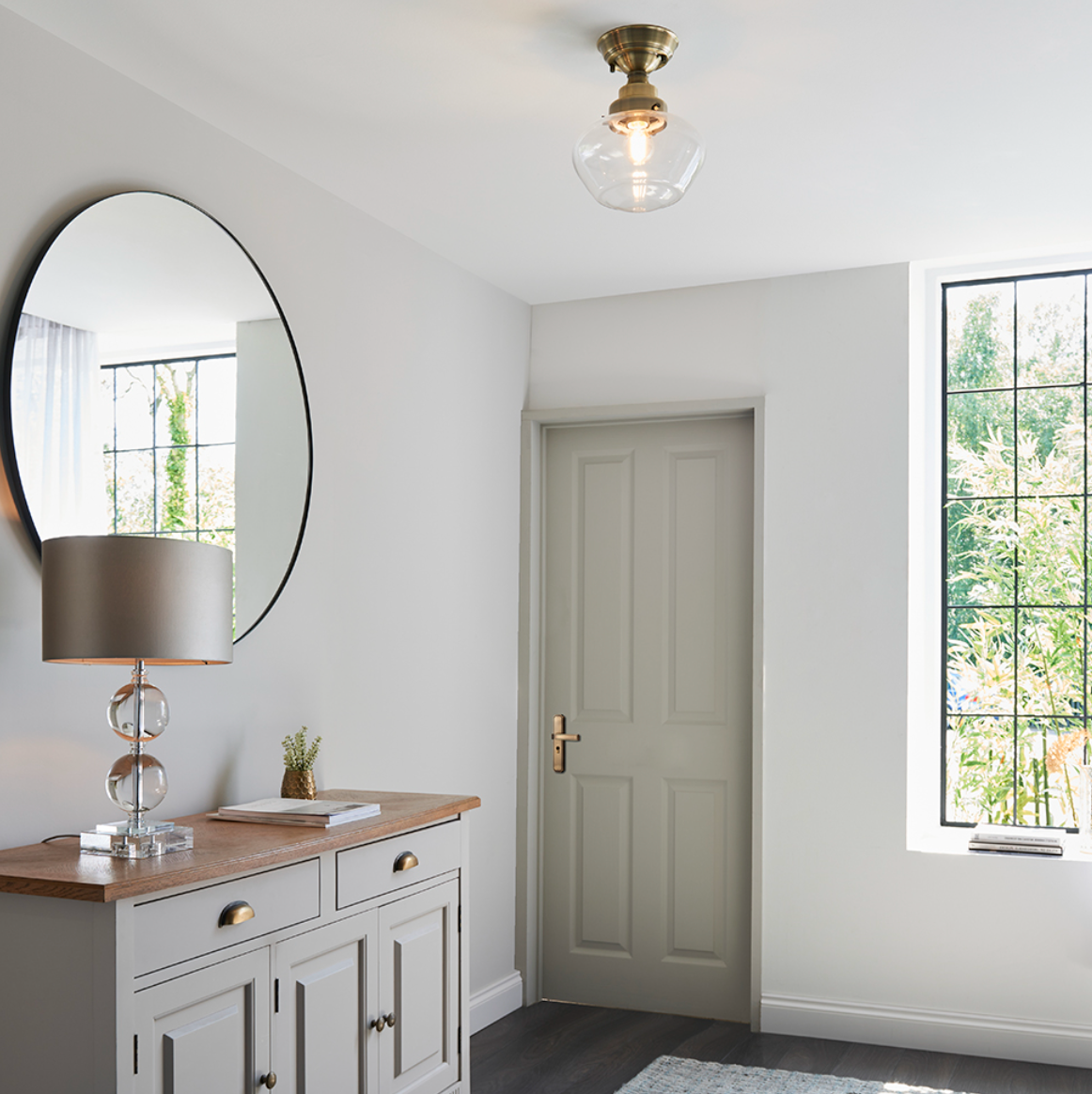 Timeless antique brass semi flush with clear glass - ID 11733