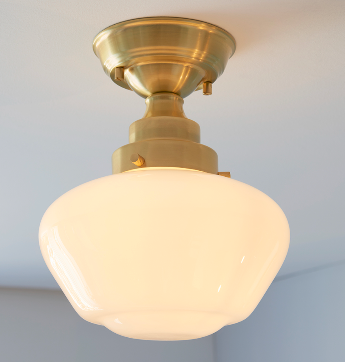Timeless brass semi flush with opal glass - ID 11734