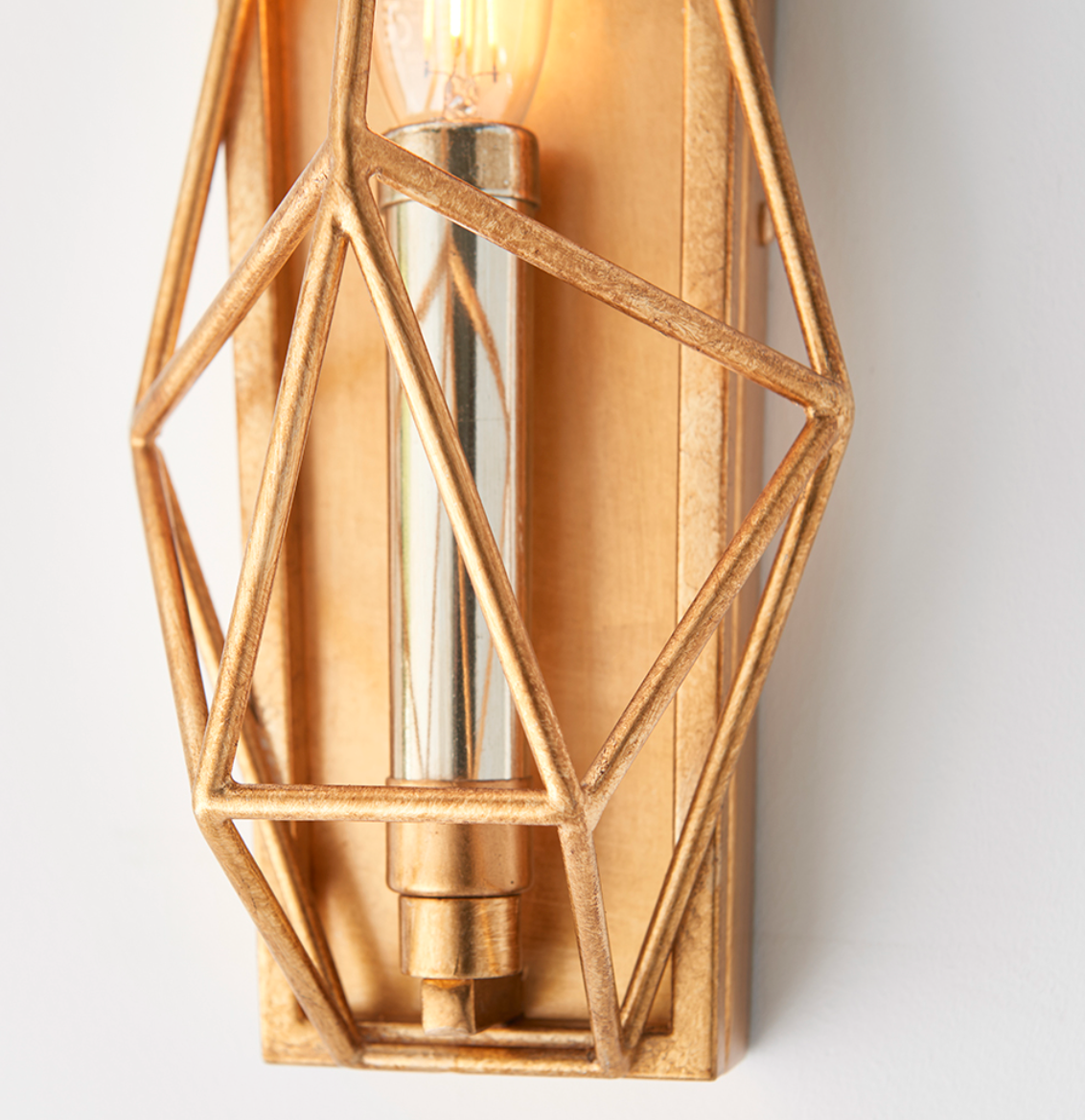 Gold Leaf Angular Framed Wall Light - ID 11756