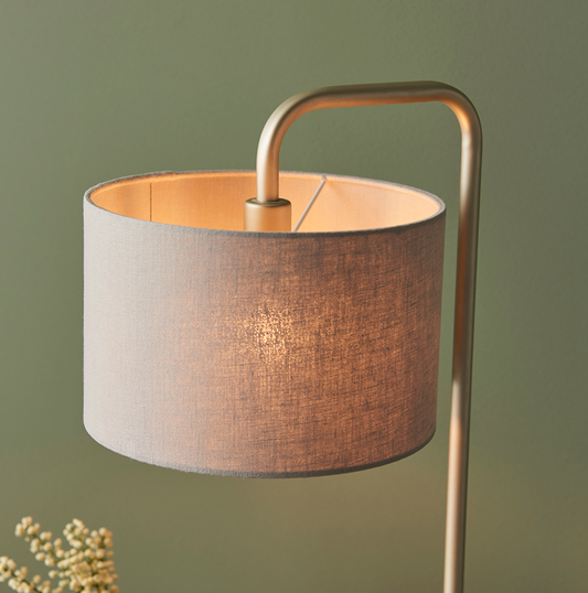 Champagne Painted Table Light With Grey Shade - ID 11751